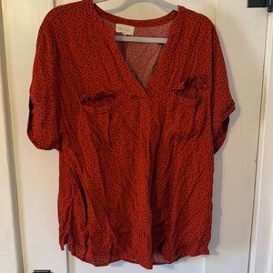 Melloday V Neck Short Sleeve Blouse